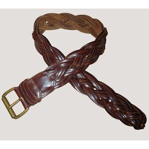 Leather Belt Limited Size 32 Large London Large Braided Paris New York Brown